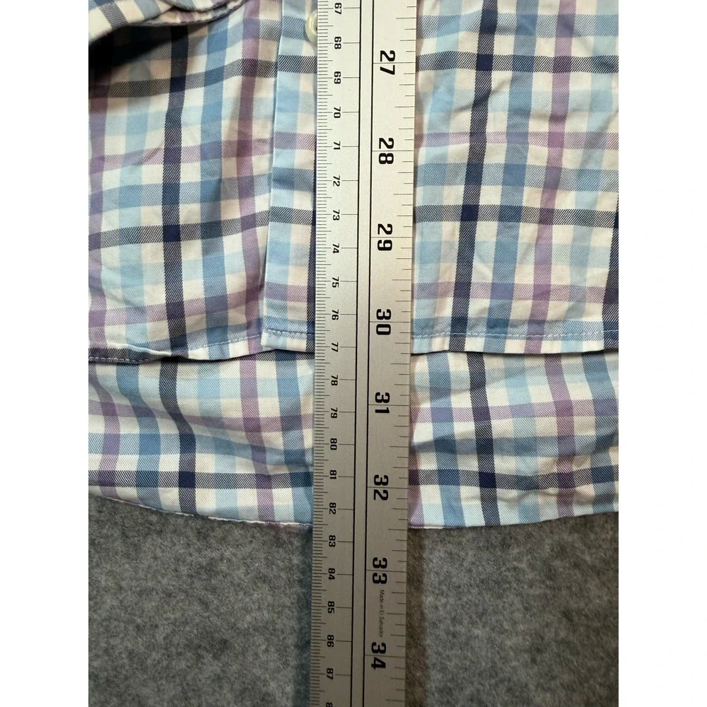 Peter Millar Mens XL Blue Purple Plaid Check Button Down Long Sleeve Shirt